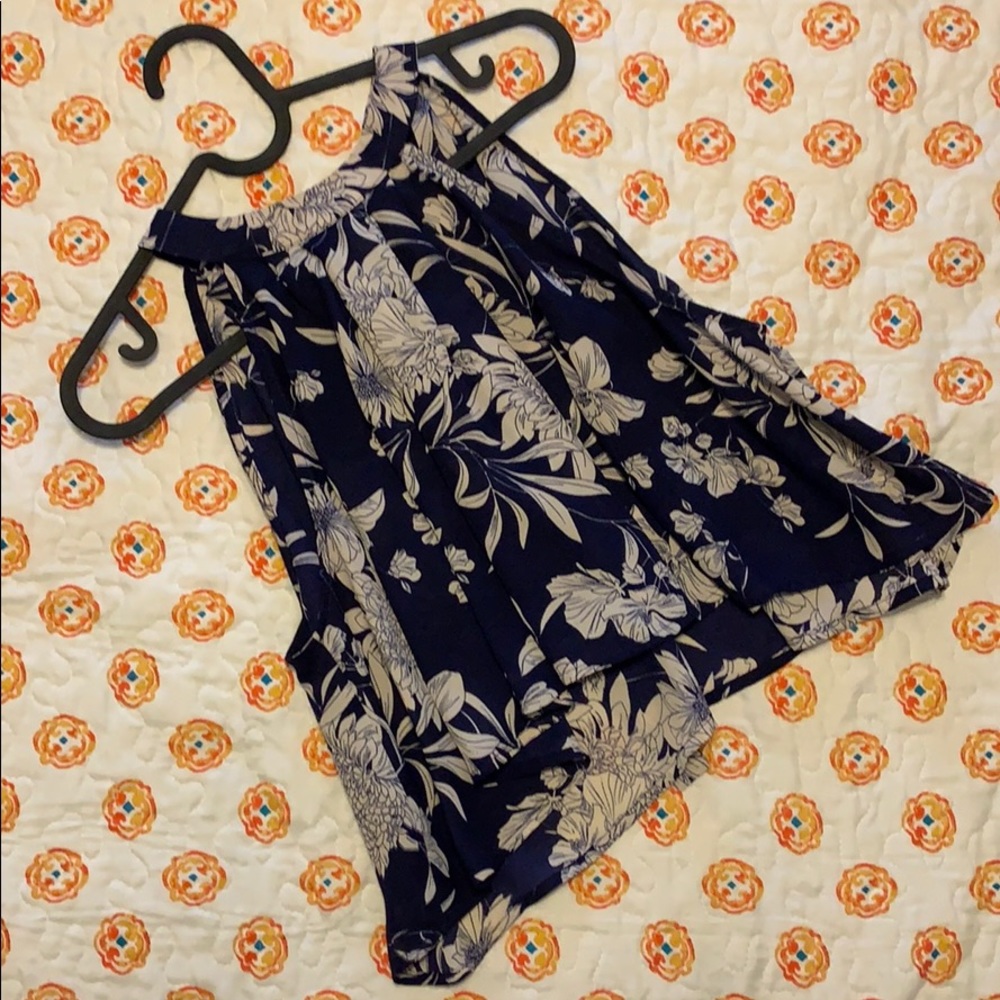 Flowered high neck blouse